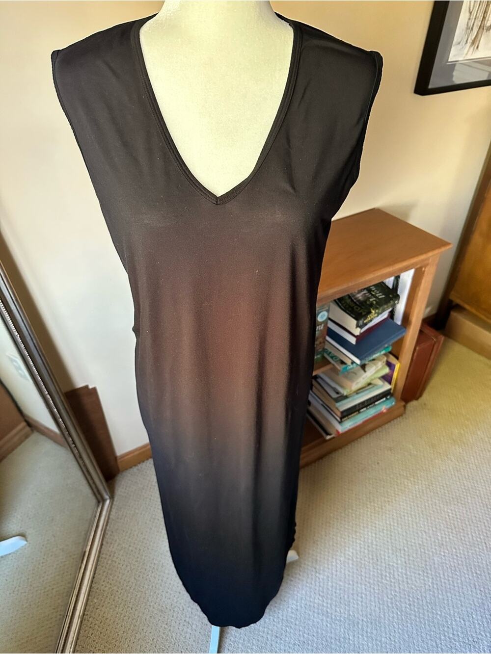 Stillwater Black Siro Modal Maxi Dress High Slit Beach Coverup - Small